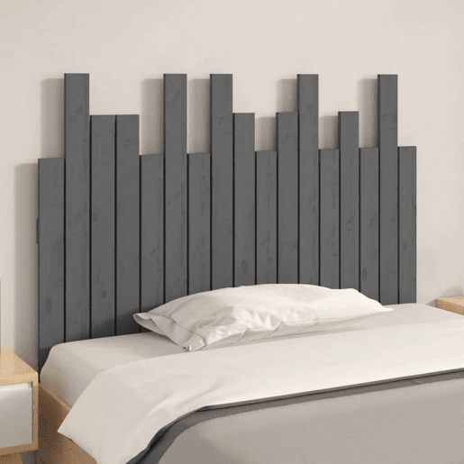 Cabeceira para cama de parede madeira maciça pinho cinzento 108x3x80 cm
