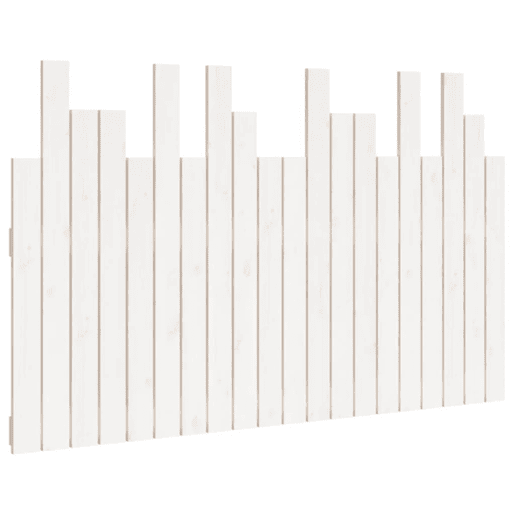 Cabeceira de cama de parede em madeira maciça de pinho branco 127,5x3x80 cm