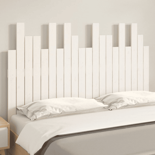 Cabeceira de cama de parede em madeira maciça de pinho branco 127,5x3x80 cm