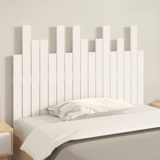 Cabeceira de cama de parede em madeira branca de pinho maciço 108x3x80 cm Cabeceira de cama de parede em madeira branca de pinho maciço 108x3x80 cm
