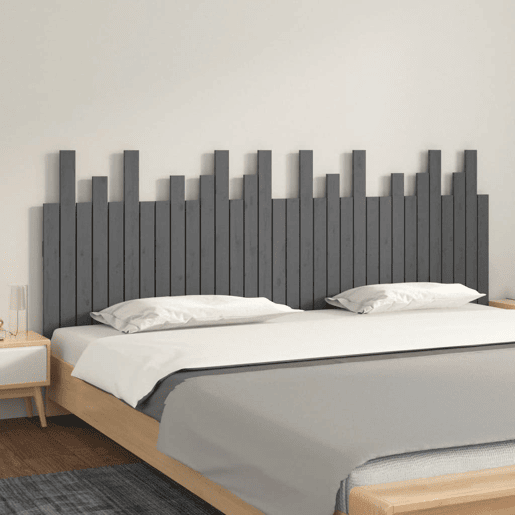 Cabeceira para cama de parede madeira maciça pinho cinzento 204x3x80 cm