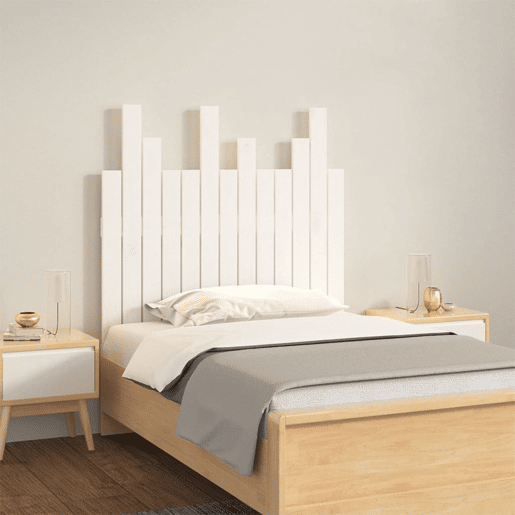 Cabeceira de cama de madeira maciça de parede de pinho maciço branco 82,5x3x80 cm