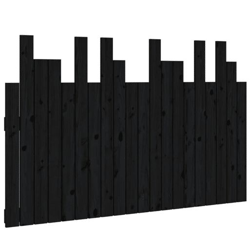 Cabeceira de cama de parede em madeira maciça de pinho preto 127,5x3x80 cm Cabeceira de cama de parede em madeira maciça de pinho preto 127,5x3x80 cm