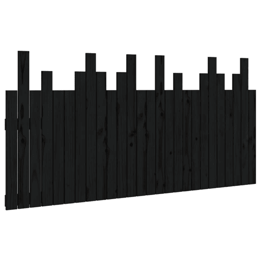 Cabeceira de cama de parede em madeira maciça de pinho preto 166x3x80 cm Cabeceira de cama de parede em madeira maciça de pinho preto 166x3x80 cm