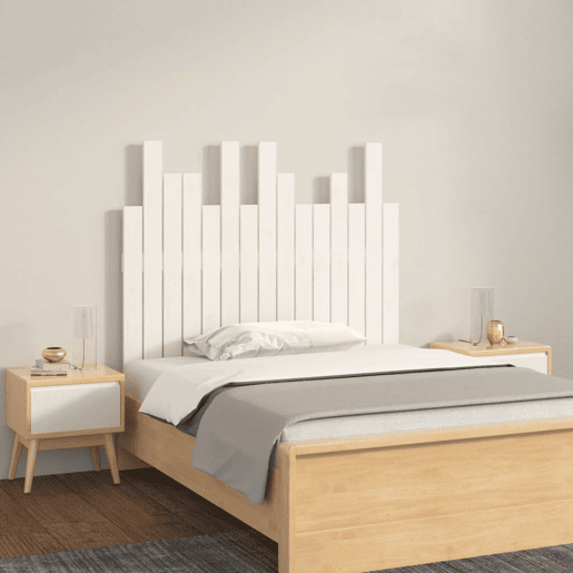 Cabeceira de cama de parede em madeira maciça de pinho branco 95,5x3x80 cm Cabeceira de cama de parede em madeira maciça de pinho branco 95,5x3x80 cm