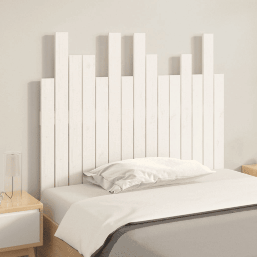 Cabeceira de cama de parede em madeira maciça de pinho branco 95,5x3x80 cm Cabeceira de cama de parede em madeira maciça de pinho branco 95,5x3x80 cm