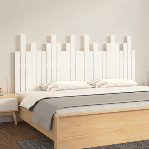 Cabeceira de cama de parede em madeira maciça de pinho branco 166x3x80 cm Cabeceira de cama de parede em madeira maciça de pinho branco 166x3x80 cm