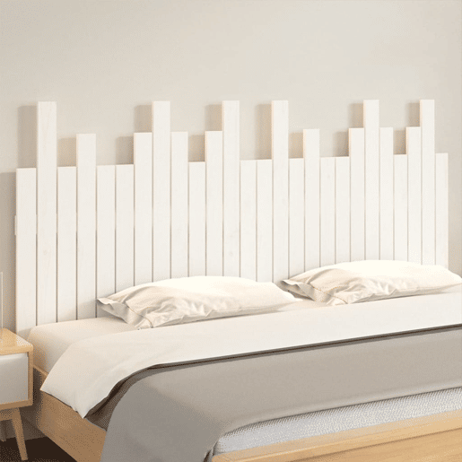 Cabeceira de cama de parede em madeira maciça de pinho branco 166x3x80 cm Cabeceira de cama de parede em madeira maciça de pinho branco 166x3x80 cm