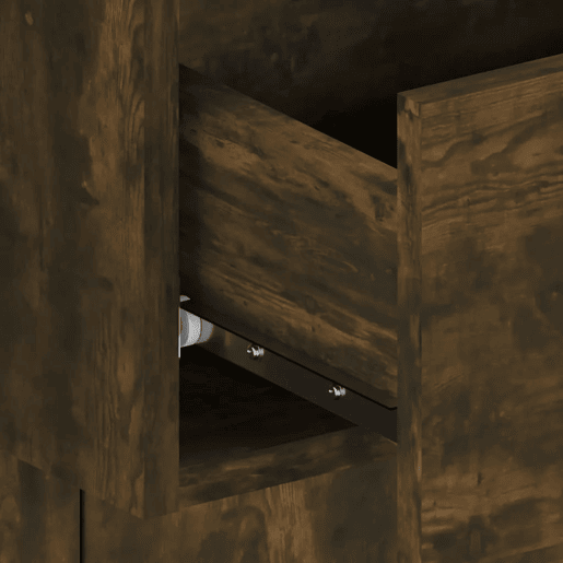 Cabeceira e mesas de cabeceira em contraplacado de carvalho fumado 240x1,5x80 cm