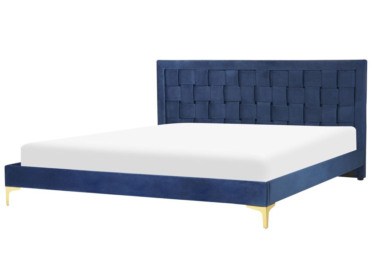 Beliani Cama Terciopelo LIMOUX 187x213 Azul Marino