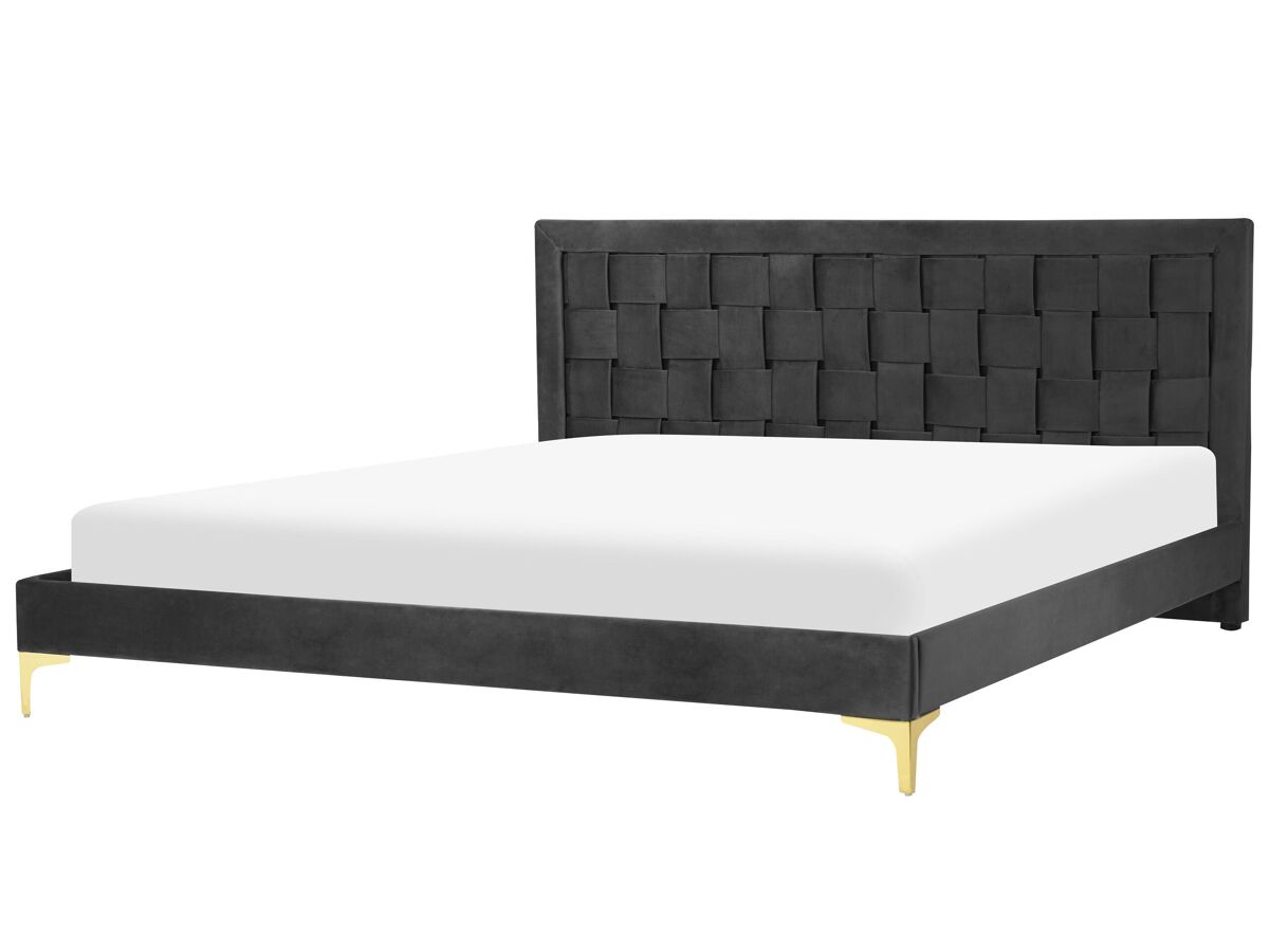 Beliani Cama Terciopelo LIMOUX 187x213 Negro