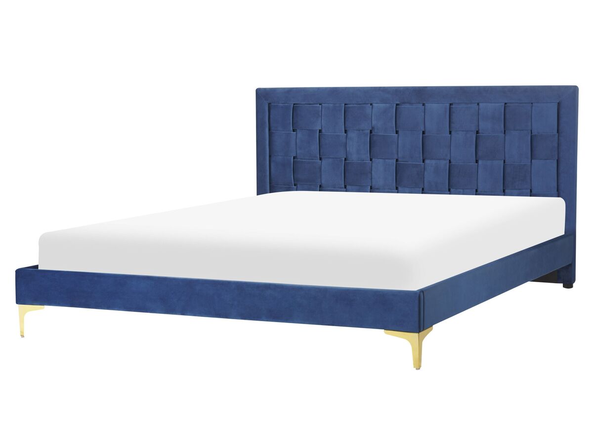 Beliani Cama Terciopelo LIMOUX 167x213 Azul Marino