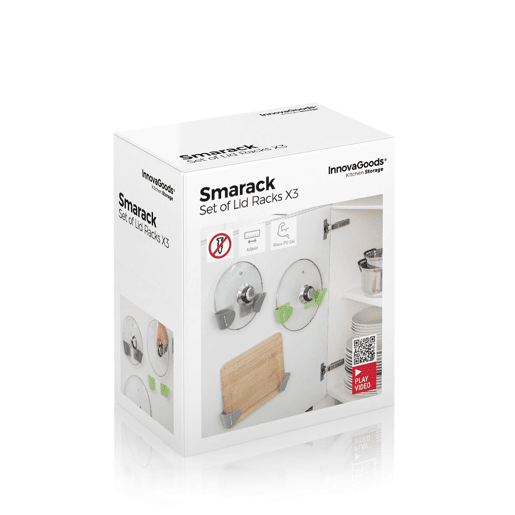 Conjunto de 3 Suportes Adesivos para Tampas de Panelas Smarack InnovaGoods Conjunto de 3 Suportes Adesivos para Tampas de Panelas Smarack InnovaGoods