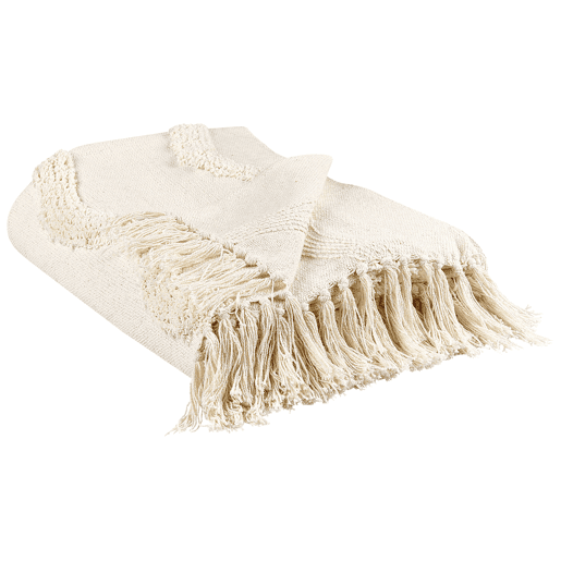 Manta KHARI Algodão 125 x 150 cm Creme claro