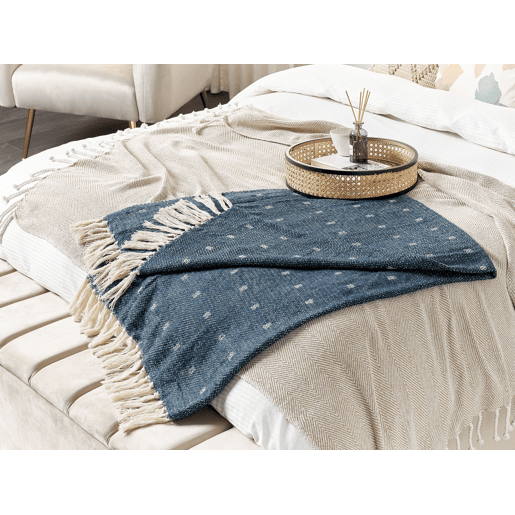 Manta TAARI Algodão 130 x 170 cm Azul esverdeado