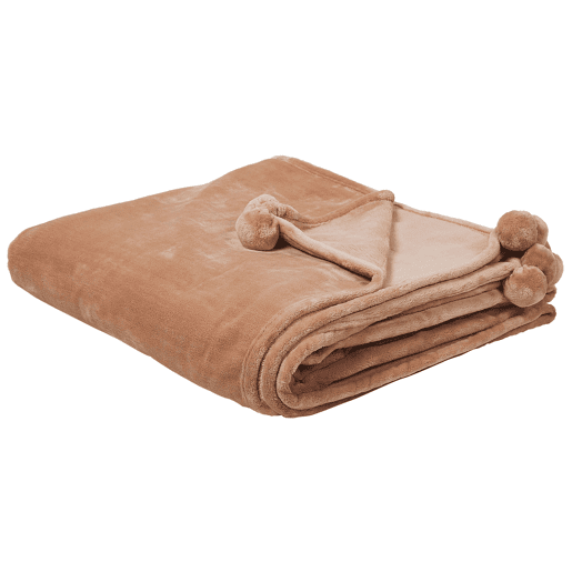 Manta TERKE 200 x 220 cm Castanho claro Manta TERKE 200 x 220 cm Castanho claro