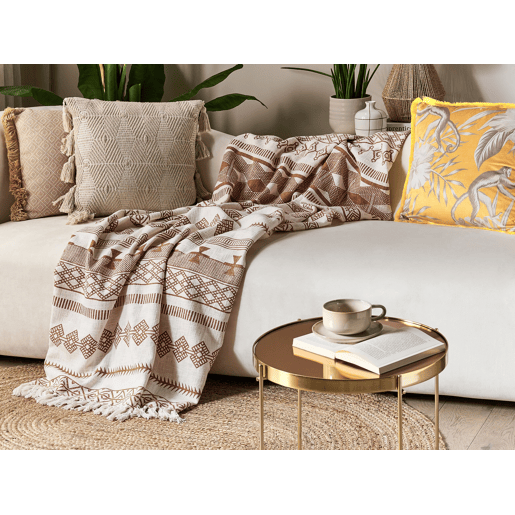 Manta JORHAT Algodão 130 x 180 cm Creme Manta JORHAT Algodão 130 x 180 cm Creme
