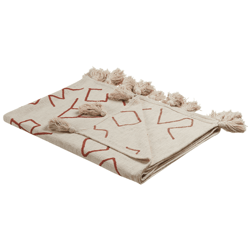 Manta BHIWANI Algodão 130 x 180 cm Creme