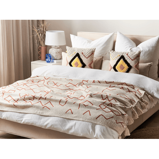Manta BHIWANI Algodão 130 x 180 cm Creme
