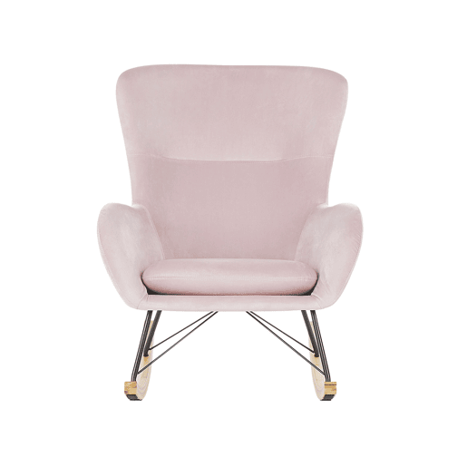 Poltrona de Baloiço ELLAN Veludo Rosa