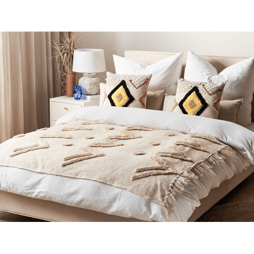 Manta FATEHPUR Algodão 130 x 180 cm Creme