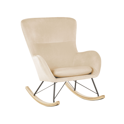 Poltrona de Baloiço ELLAN Veludo Creme