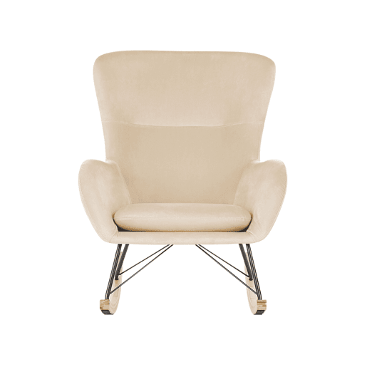 Poltrona de Baloiço ELLAN Veludo Creme