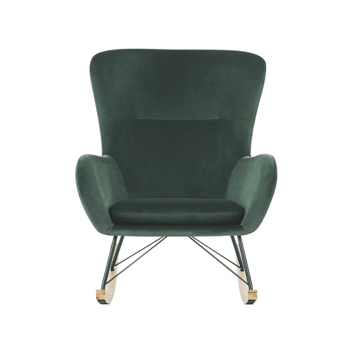 Poltrona de Baloiço ELLAN Veludo Verde escuro