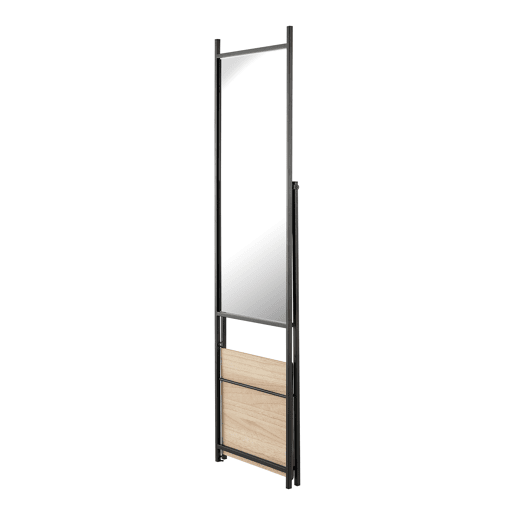 Espelho de pé de corpo inteiro Chamois com 1 prateleira metálica MDF 150 x 44 x 60 cm - Efeito preto e carvalho en.casa.