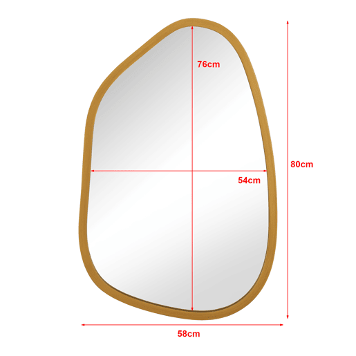Espelho de parede assimétrico Filiano com moldura MDF 80 x 58 cm - Dourado en.casa.