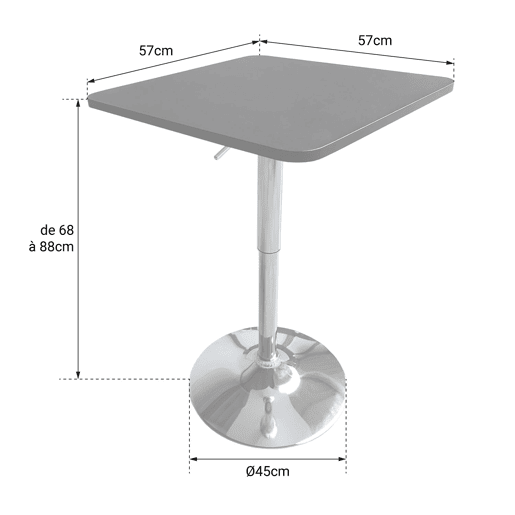 Mesa de bar quadrada LUKE brancoprata 57x57x88cm