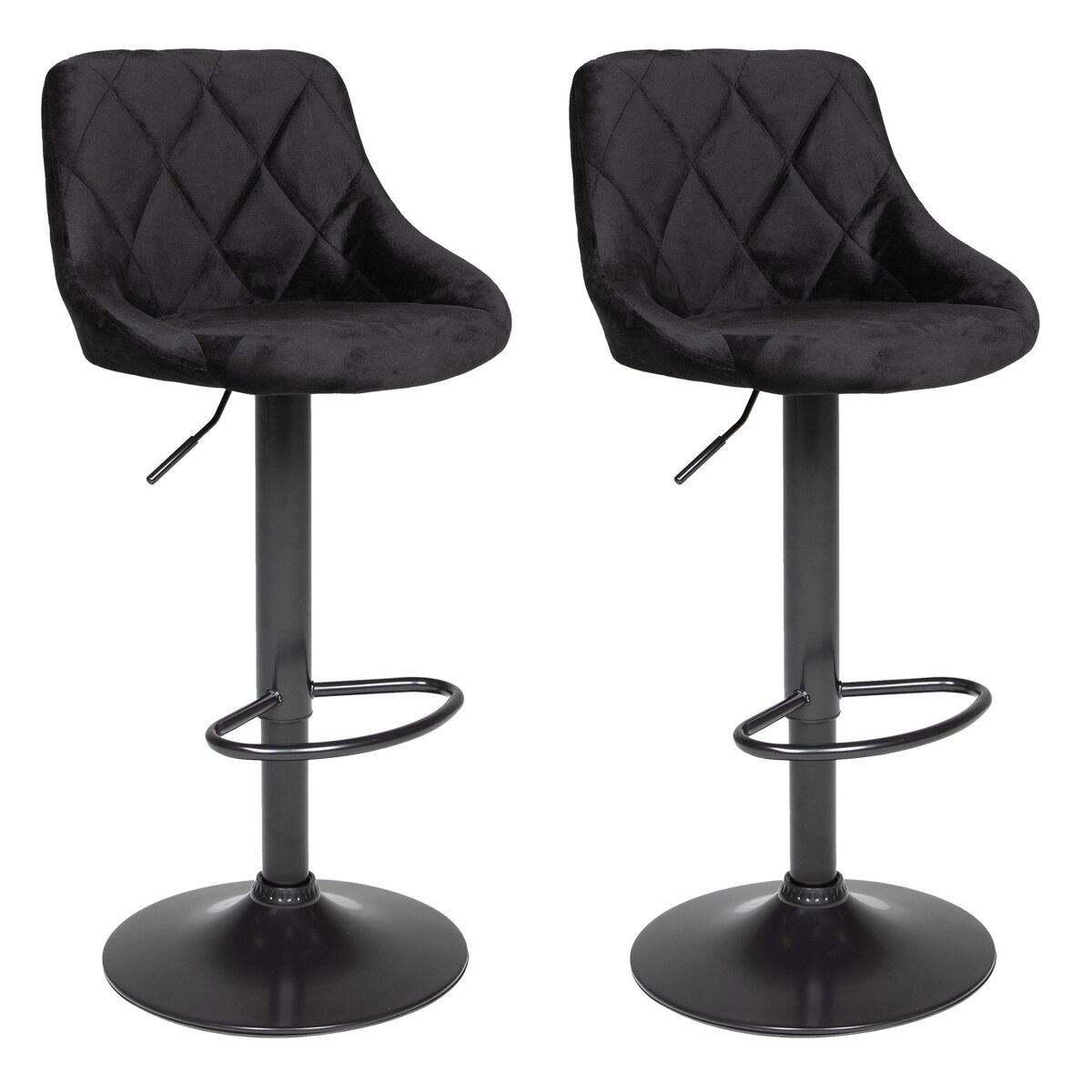 Juego de 2 taburetes de bar robin de terciopelo negro 48×46×106 cm