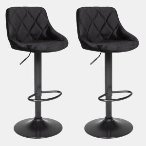 Conjunto de 2 bancos de bar ROBIN em veludo preto 48×46×106 cm