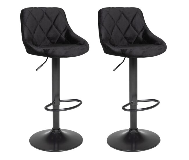 Juego de 2 taburetes de bar robin de terciopelo negro 48×46×106 cm