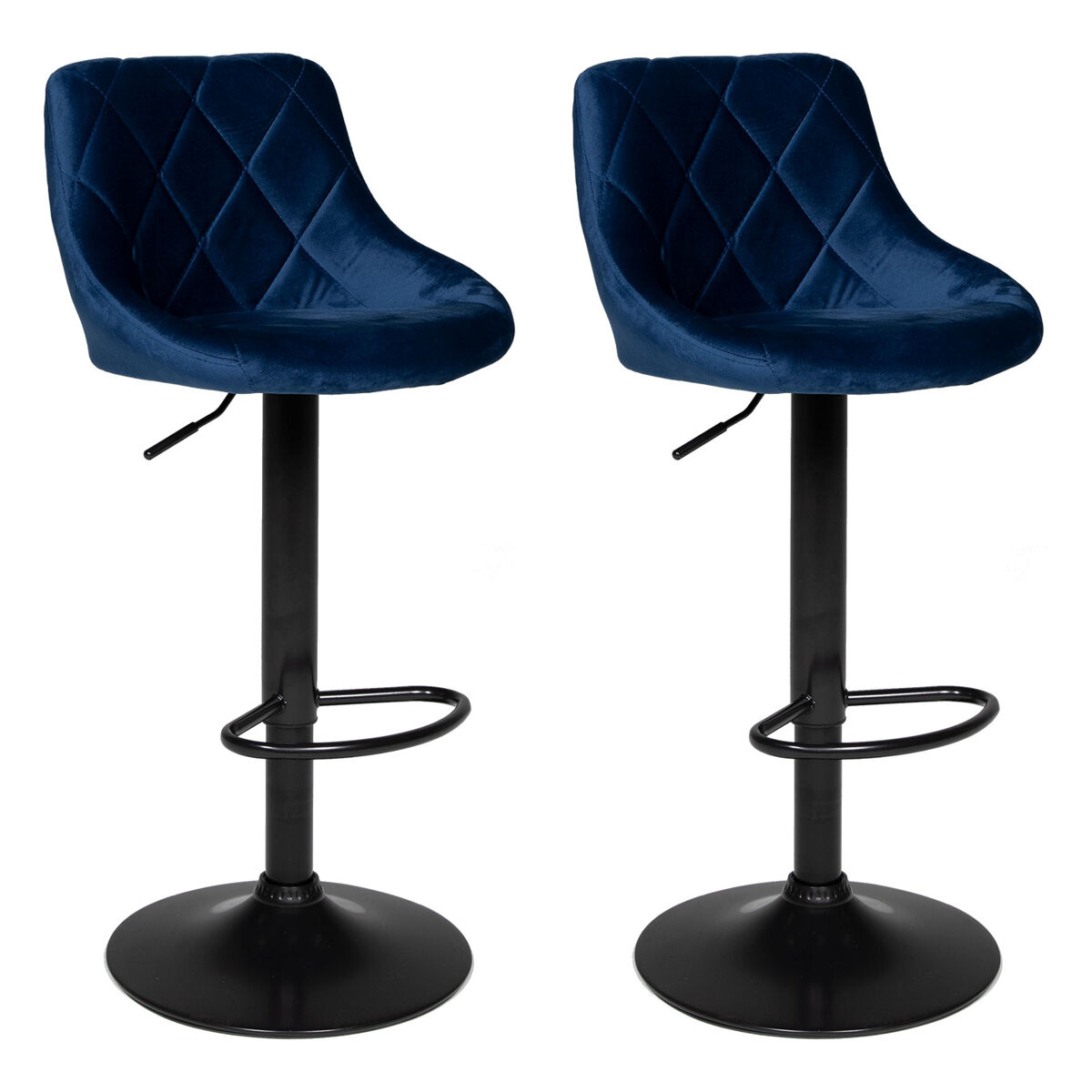Juego de 2 taburetes de bar robin de terciopelo azul 48×46×106 cm