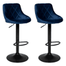 Conjunto de 2 bancos de bar ROBIN em veludo azul 48×46×106 cm