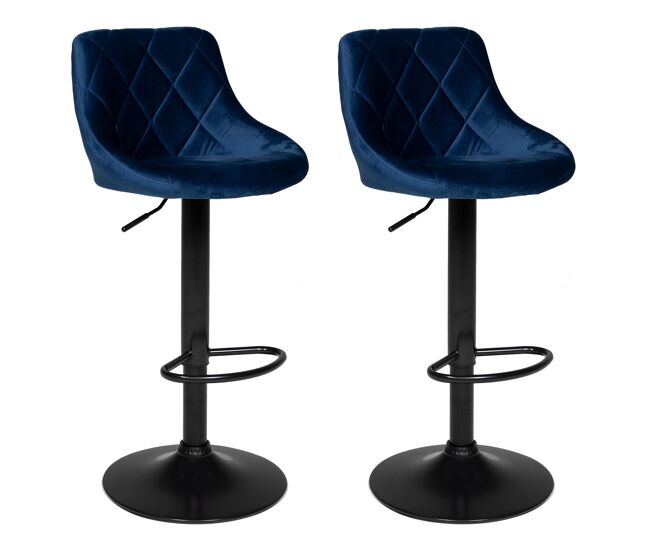 Juego de 2 taburetes de bar robin de terciopelo azul 48×46×106 cm