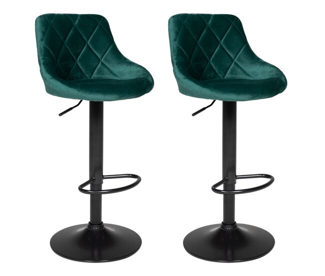 Juego de 2 taburetes de bar robin de terciopelo verde 48×46×106 cm