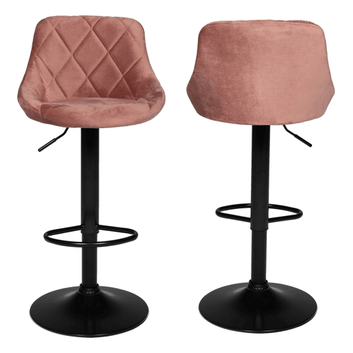 Banco de bar ROBIN em veludo cor-de-rosa 48×46×106 cm Banco de bar ROBIN em veludo cor-de-rosa 48×46×106 cm