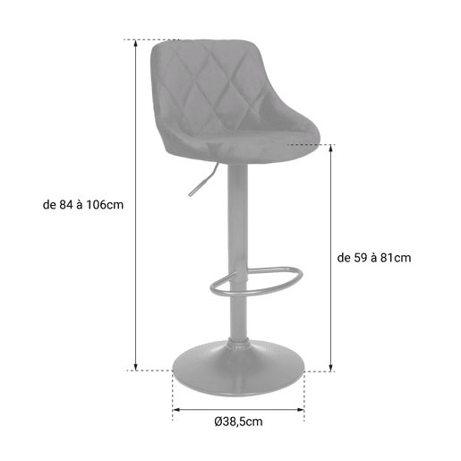 Banco de bar ROBIN em veludo cor-de-rosa 48×46×106 cm Banco de bar ROBIN em veludo cor-de-rosa 48×46×106 cm
