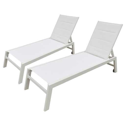Conjunto de 2 espreguiçadeiras BARBADOS em alumÃnio branco e textilene Conjunto de 2 espreguiçadeiras BARBADOS em alumÃnio branco e textilene