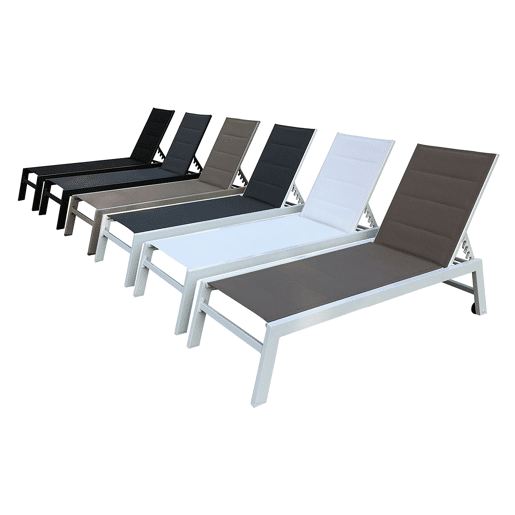 Conjunto de 2 espreguiçadeiras BARBADOS em alumÃnio branco e textilene Conjunto de 2 espreguiçadeiras BARBADOS em alumÃnio branco e textilene