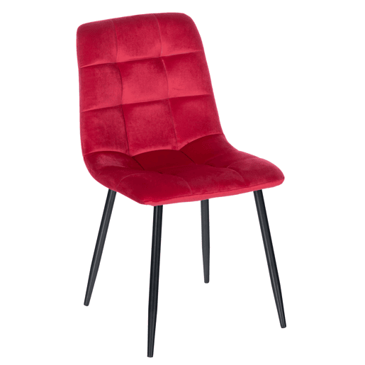 Silla de comedor Antibes tapizada en terciopelo Rojo 55X45X84 cm