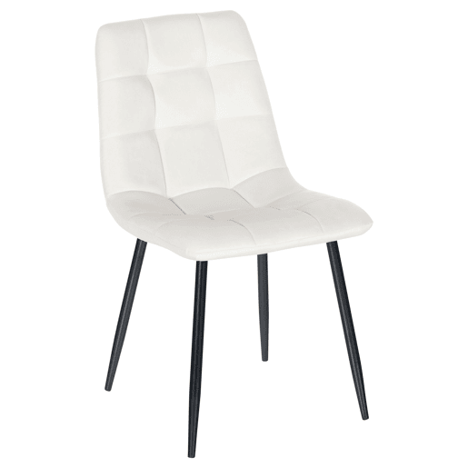 Silla de comedor Antibes tapizada en terciopelo Blanco crema 55X45X84 cm