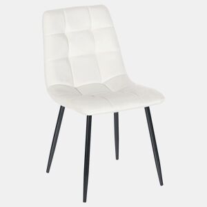 Silla de comedor Antibes tapizada en terciopelo Blanco crema 55X45X84 cm