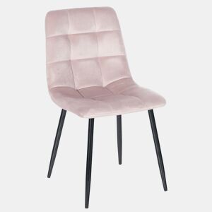 Silla de comedor Antibes tapizada en terciopelo Rosado 55X45X84 cm