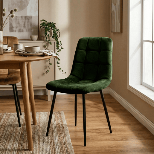 Silla de comedor Antibes tapizada en terciopelo Verde 55X45X84 cm