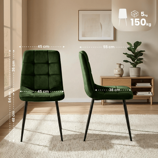 Silla de comedor Antibes tapizada en terciopelo Verde 55X45X84 cm