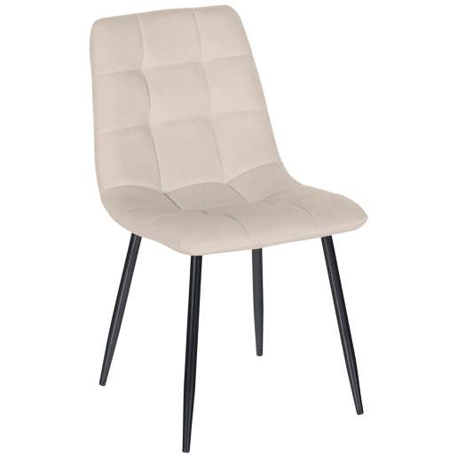 Silla de comedor Antibes tapizada en terciopelo Crema 55X45X84 cm