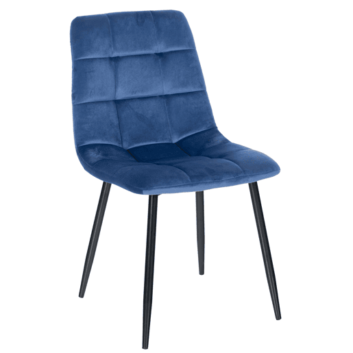 Silla de comedor Antibes tapizada en terciopelo Azul 55X45X84 cm